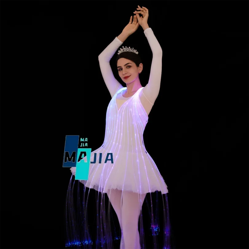 LED Woman costumes night light dress color changing leotardos mujer ballet 레오타드 Leotard Ballet wear ballet skirt - Image 3