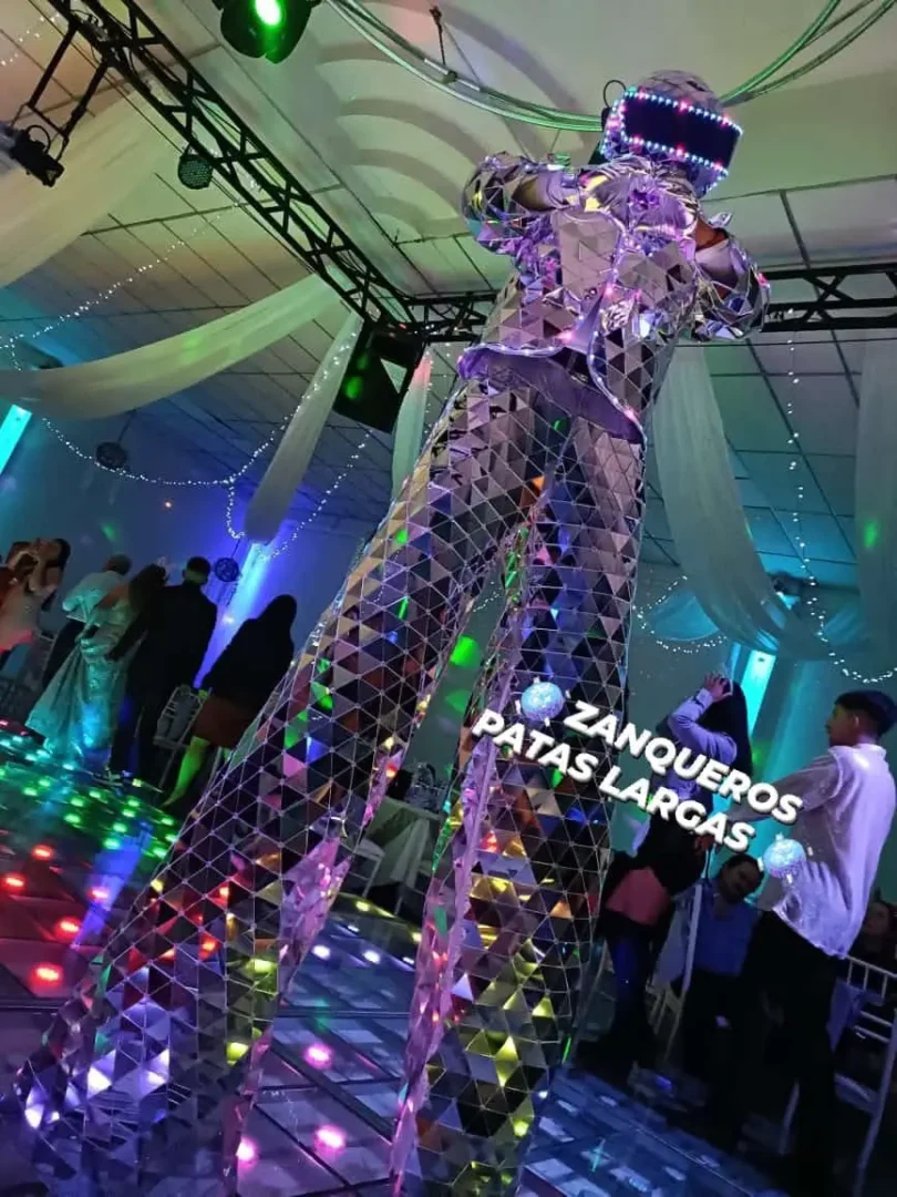 Clothing with LED Hand Sewn LED Stilts Walker Mirror Costumes Man Show Suit Stage Performance Dress Snow new year costume - Image 2