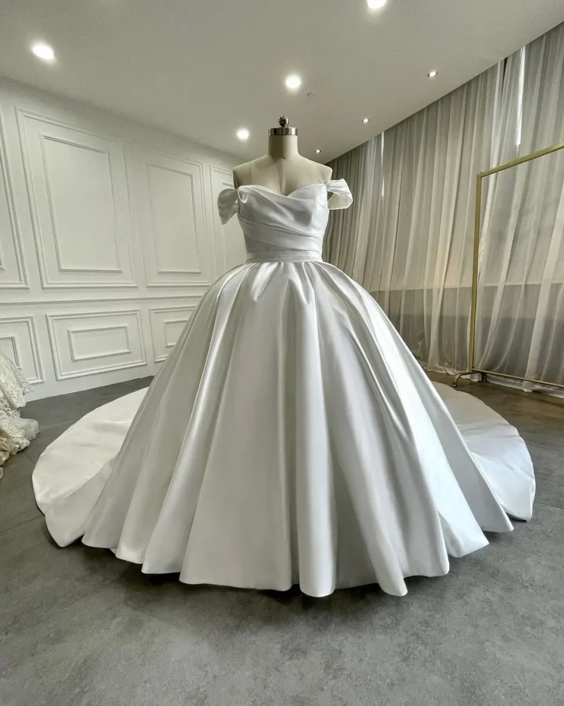 VIKTORIA Princess Satin Wedding Dresses For Woman 2025 Bride Ball Gowns Off Shoulder Lace Up Vestidos De Novia Customized - Image 5
