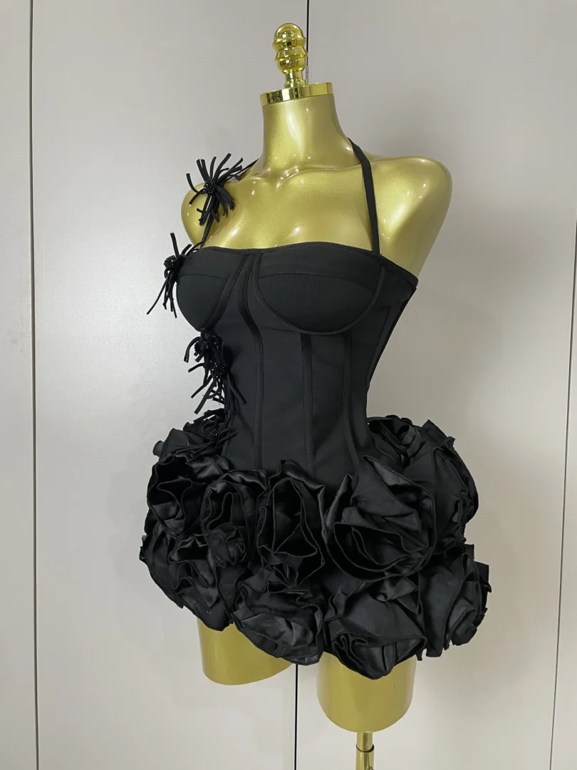 Women Sexy Halter Prom Gown Celebrity Club Two Piece Set Cocktail Elegant Fashion Luxury Birthday Party Red Black Bandage Outfit - Image 2