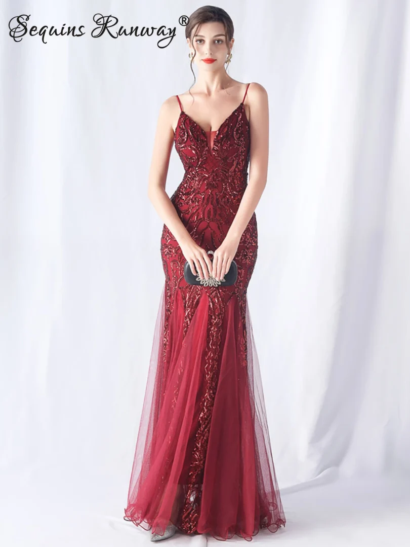 Sexy elegant long wedding evening dresses for women 2025 mesh birthday party dresses woman pink maxi sequin summer dress vestido - Image 5