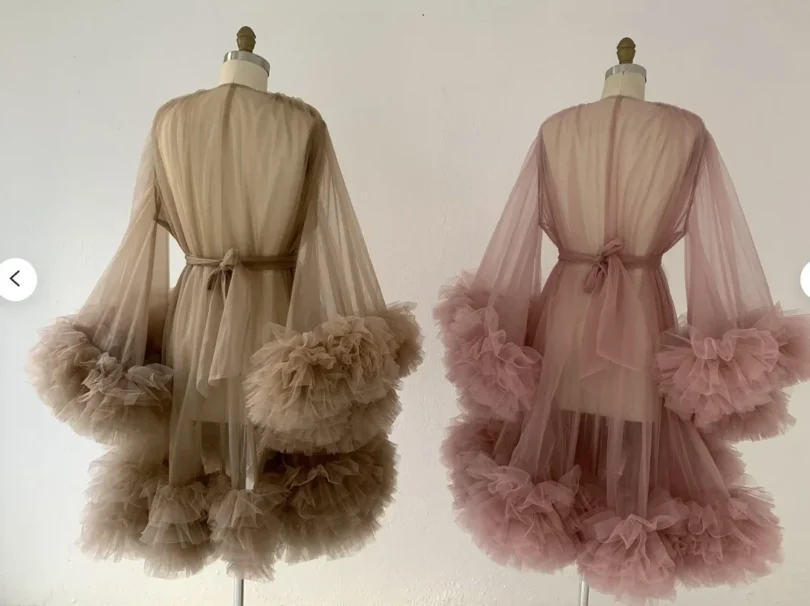 Long Sleeves Maternity Robe for Photo Shoot/Tulle Maternity Gown/Maternity Dress/Baby Shower Dress/Photography Dress - Image 3